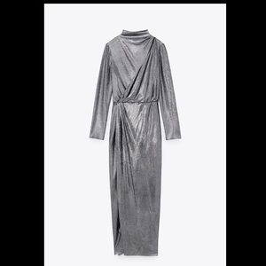 Zara limited edition silver metallic dress